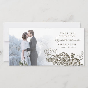 Boho Blommigt Paisley Bröllop Tack Photo Card Kort