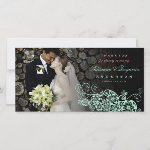 Boho Blommigt Paisley Bröllop Tack Photo Card Kort