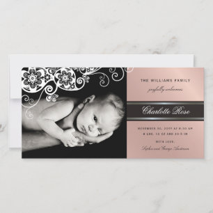 Boho Blommigt Paisley Flicka Birth Notice Meddelande