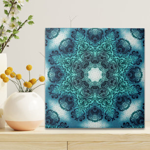 Boho blommigt paisley turquise teal mandala henna kakelplatta
