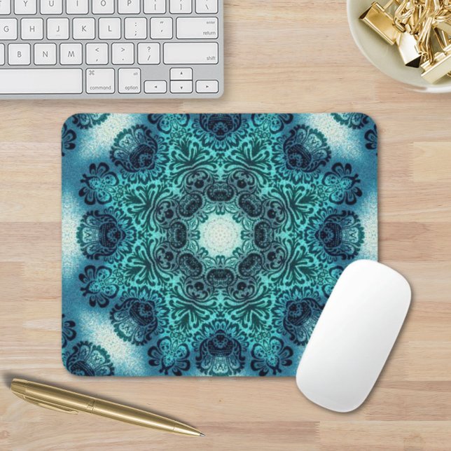 Boho blommigt paisley turquise teal mandala henna musmatta (Boho floral paisley turquoise teal mandala henna mouse pad)