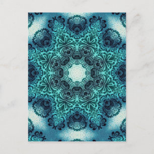 Boho blommigt paisley turquise teal mandala henna vykort