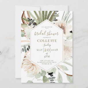 Boho Blommigt Palmetto Pampas Grass Möhippa Inbjudningar