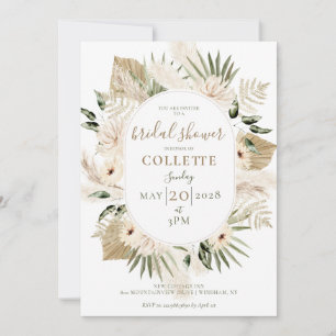 Boho Blommigt Palmetto Pampas Grass Möhippa Inbjudningar