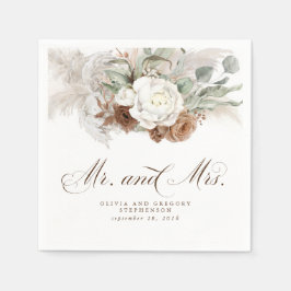 Boho Blommigt Pampas Grass Bröllop Napkins Pappersservett