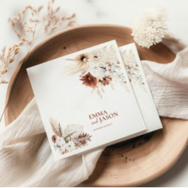 Boho Blommigt Pampas Grass Bröllop Napkins Pappersservett