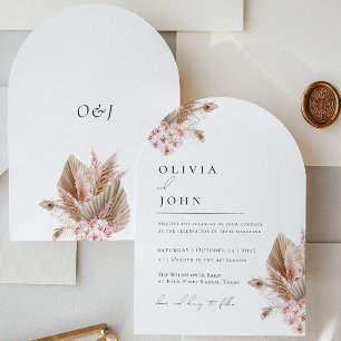 Boho Blommigt Pampas Grass bröllopsinbjudningar Inbjudningar