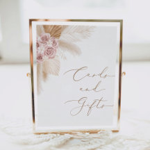 Boho Blommigt Pampas Grass Cards and Gifts Sign
