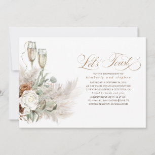 Boho Blommigt Pampas Grass Greenery Förlovningsfes Inbjudningar