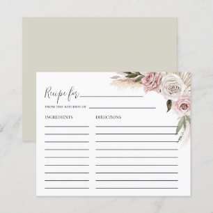 Boho Blommigt Pampas Grass Möhippa Recept Card