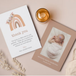 Boho Blommigt Pampas Grass Nyfödd bebis Photo Tack Kort