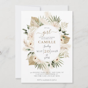 Boho Blommigt Pampas Grass Palmetto Baby Shower Inbjudningar