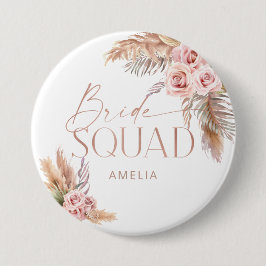 Boho Blommigt Pampas Ro Guld Bride Squad Knapp