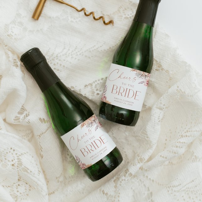 Boho Blommigt Pampas Ro Guld Cheers Mini (Skapare uppladdad)