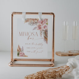 Boho Blommigt Pampas Ro Guld Mimosa Pub Poster