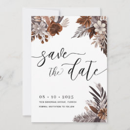 Boho Blommigt Pampas Spara datum Inbjudningar