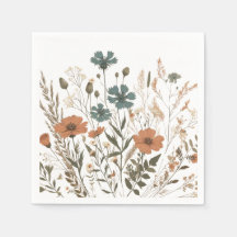 Boho blommigt papper party napkin, vilda blommor