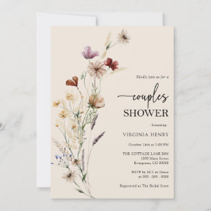 Boho Blommigt Par Shower Inbjudningar