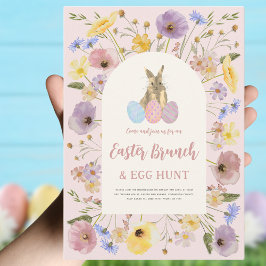 Boho Blommigt Påsk Brunch och Egg Hunt Inbjudningar