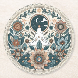 Boho blommigt Pastel underlägg Papper Rund