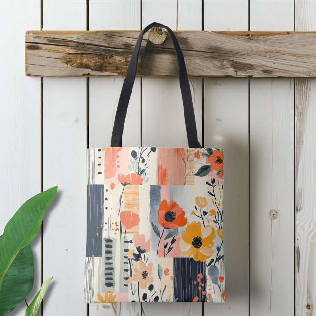 Boho Blommigt Patchwork Mönster Tygkasse (Skapare uppladdad)