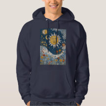 Boho Blommigt Patchwork Sol och Måne