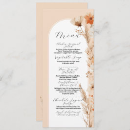Boho Blommigt Peach Bohemian Flowers Menu Bröllop Meny