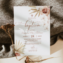 Boho Blommigt Photo Baptism-inbjudan