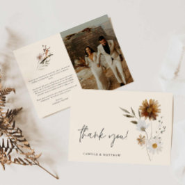 Boho Blommigt Photo Bröllop - tackkort Tack Kort
