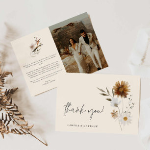Boho Blommigt Photo Bröllop - tackkort Tack Kort