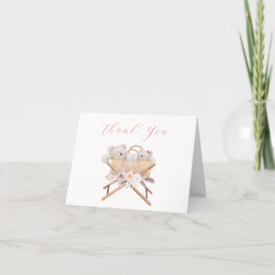 Boho Blommigt Polar Bear Bassinet Baby Shower Tack Kort