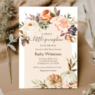 Boho Blommigt Pumpkin Baby Shower-inbjudan Inbjudningar