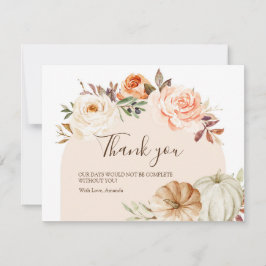 Boho Blommigt Pumpkin Baby Shower Tack för kortet