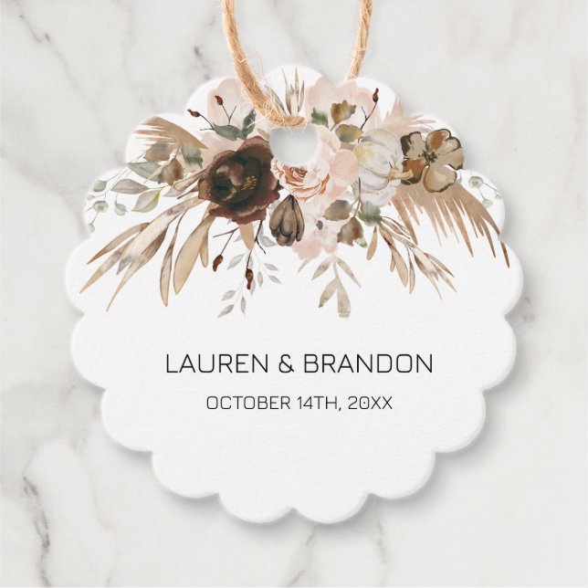 Boho Blommigt Pumpkin Fall i Kärlek Gåvor Etiketter (Framsida)