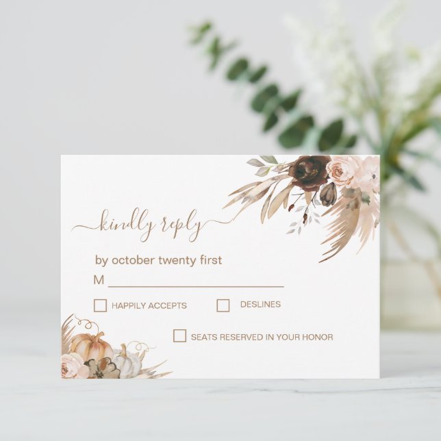 Boho Blommigt Pumpkin Fall i Kärlek OSA Kort (Stående Fram)