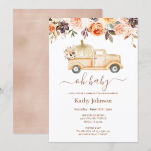 Boho Blommigt Pumpkin Pickup Lastbil Baby Shower  Inbjudningar