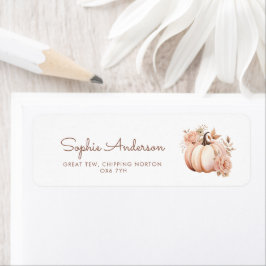Boho Blommigt Pumpkin Returadress Etikett