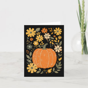 Boho Blommigt Pumpkin Thanksgiving Autumn Fall Vib Kort