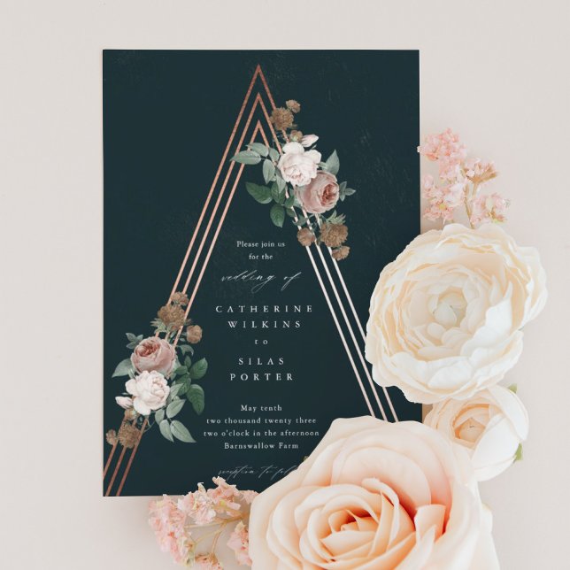 Boho Blommigt Pyramid Bröllop Inbjudningar (Skapare uppladdad)