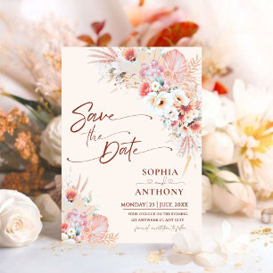 Boho Blommigt QR-kod Spara datum persikor Datumet
