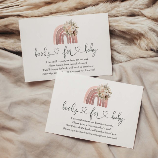 Boho Blommigt Rainbow Baby Shower Bokar för Baby Tilläggskort (Skapare uppladdad)