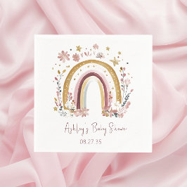 Boho Blommigt Rainbow Baby Shower Cocktail Pappersservett