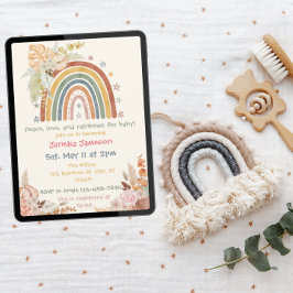 Boho Blommigt Rainbow Baby Shower Inbjudningar