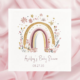 Boho Blommigt Rainbow Baby Shower Pappersservett