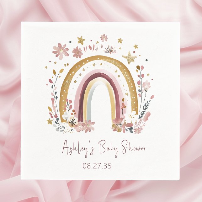 Boho Blommigt Rainbow Baby Shower Pappersservett (Skapare uppladdad)
