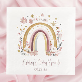 Boho Blommigt Rainbow Baby Sprinkle Pappersservett