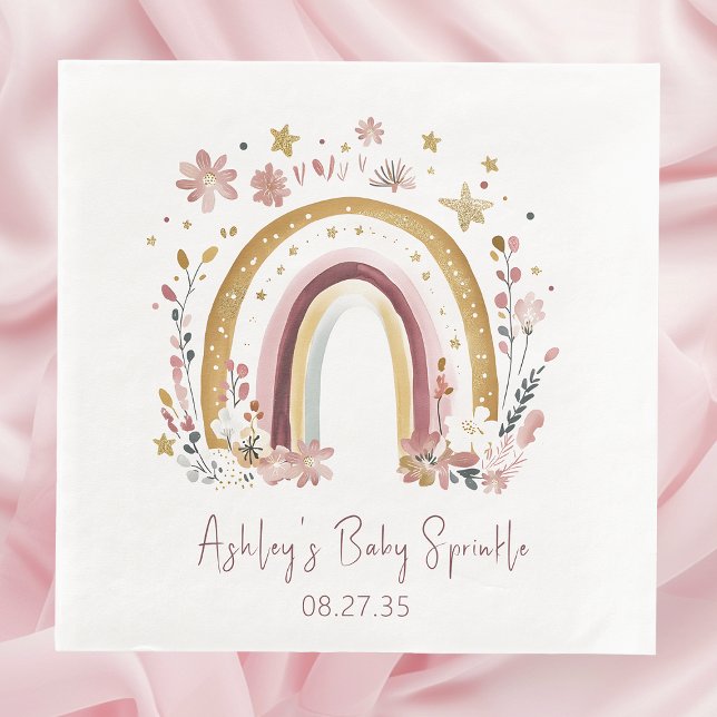 Boho Blommigt Rainbow Baby Sprinkle Pappersservett (Skapare uppladdad)