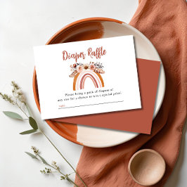 Boho Blommigt Rainbow Diaper Raffle Baby Shower Tilläggskort