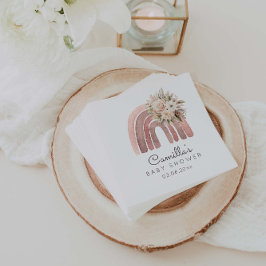 Boho Blommigt Rainbow Girl Baby Shower Pappersservett