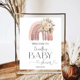 Boho Blommigt Rainbow Girl Baby Shower Poster